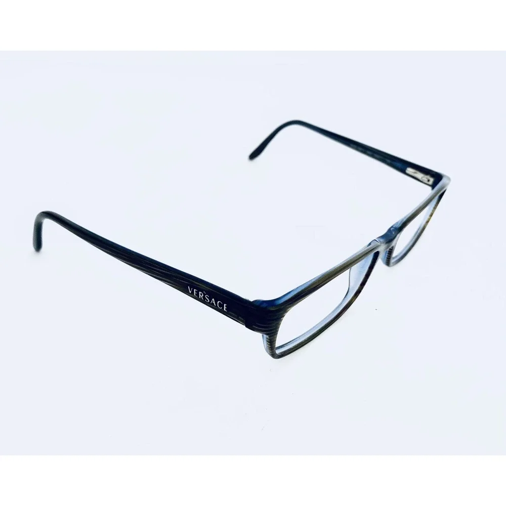 Versace Brown Blue Lucite Wood Style Rectangular Glasses Italy MOD 53 17 135